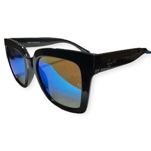 Quay Blue‎ Mirror Supine Sunglasses Dark Gray Oversized 142mm